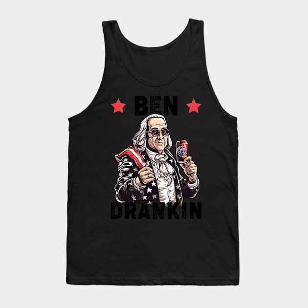 Funny 4th of July Ben Drankin Patriotic Tank Top by Rosemat